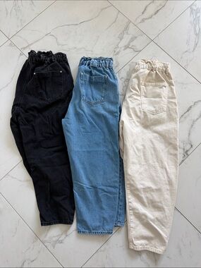 Denim Pants in Black, Blue, and Cream